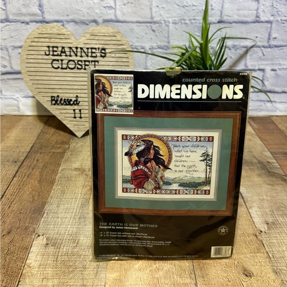 Vtg Dimensions The Earth Is Our Mother Counted Cross Stitch Kit Native American